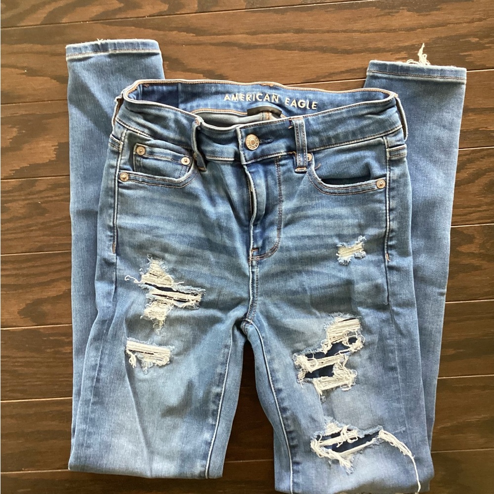 American Eagle Next Level Stretch Distressed skinny jeans Size 0 regular